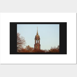 Michel, Michaeliskirche, evening light, Hamburg, Germany, evening, church, autumn Posters and Art